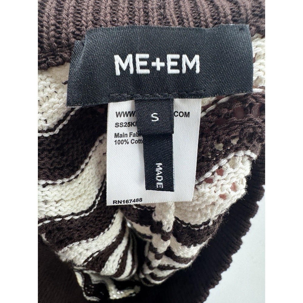 ME+EM Stripe Scallop Knit Shorts Cotton Crochet Small Drawstring Beach Boho Fest - Picture 6 of 12
